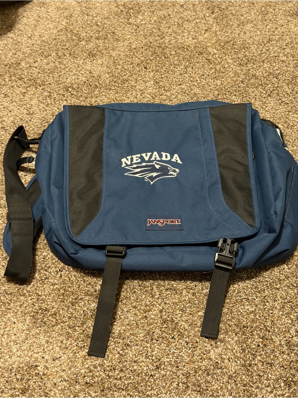 Jansport Navy Blue and Black Nevada Messenger Bag